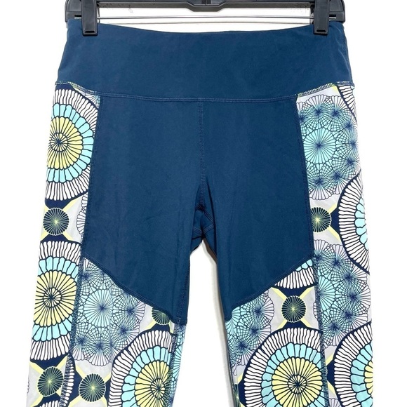 Sweaty Betty Teal Floral Print Crop Leggings M K268 - Picture 9 of 10